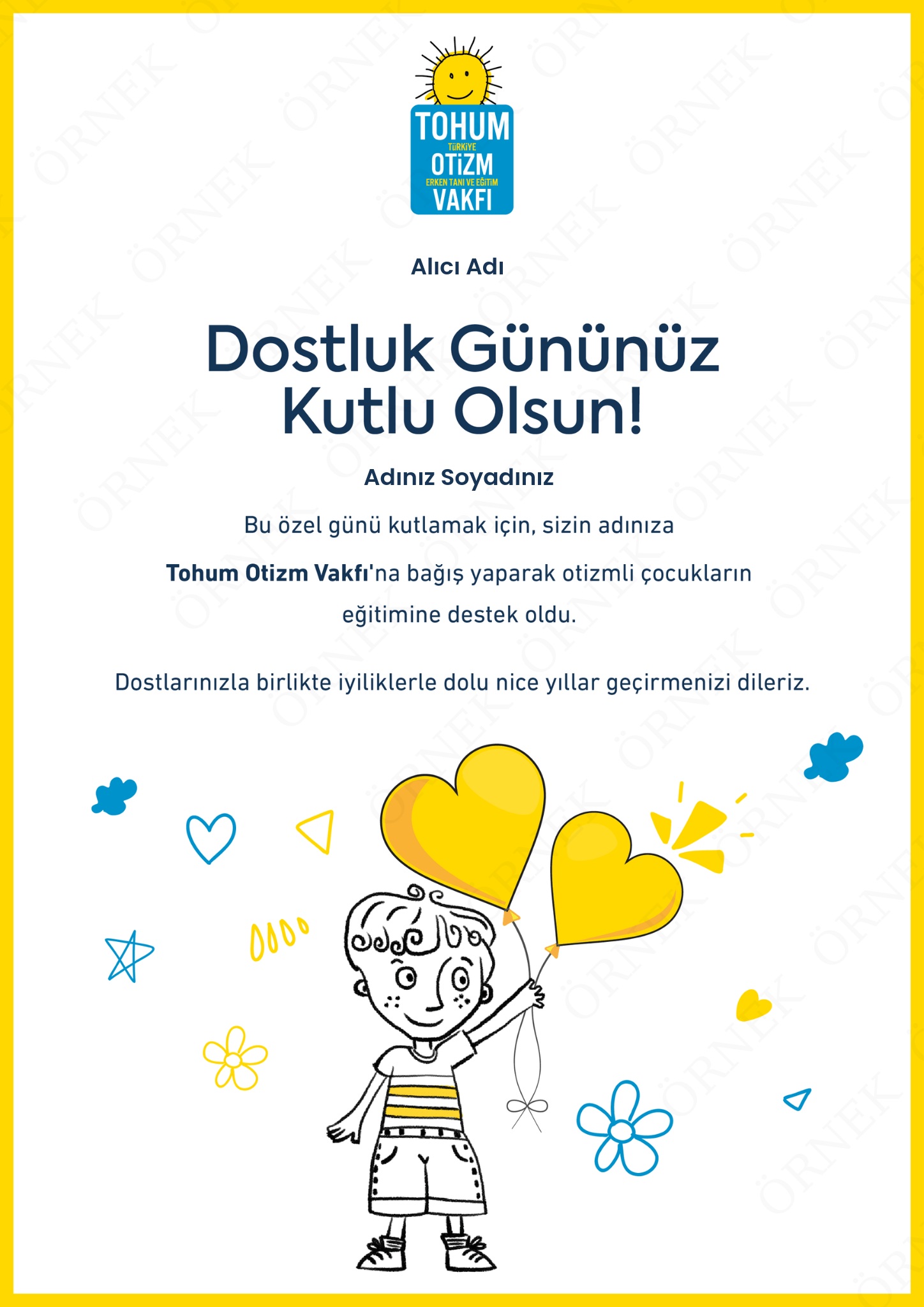 Dostluk Günü Kutlama Sertifikası I 01