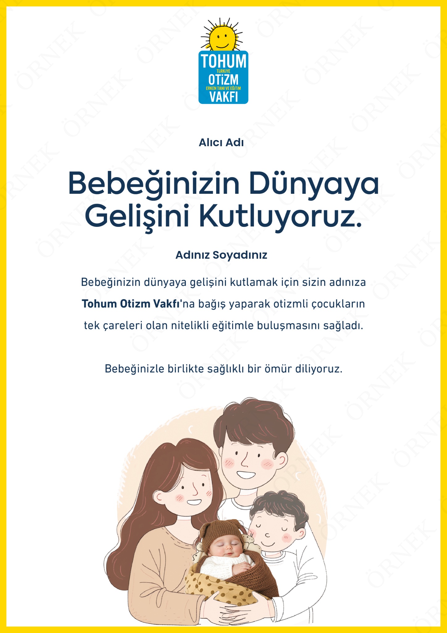 Yeni Doğan Kutlama Sertifikası I 01