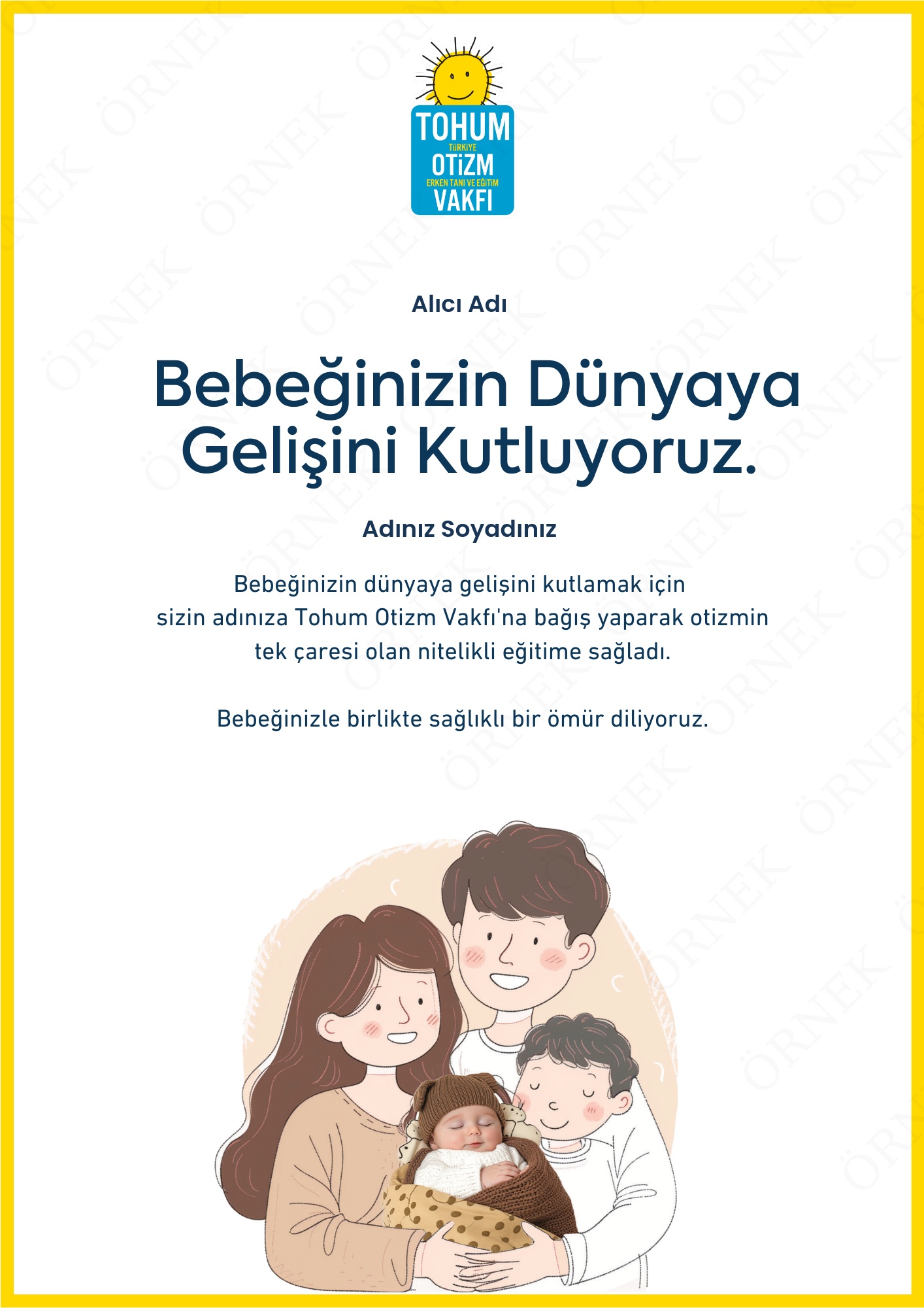 Yeni Doğan Kutlama Sertifikası I 01