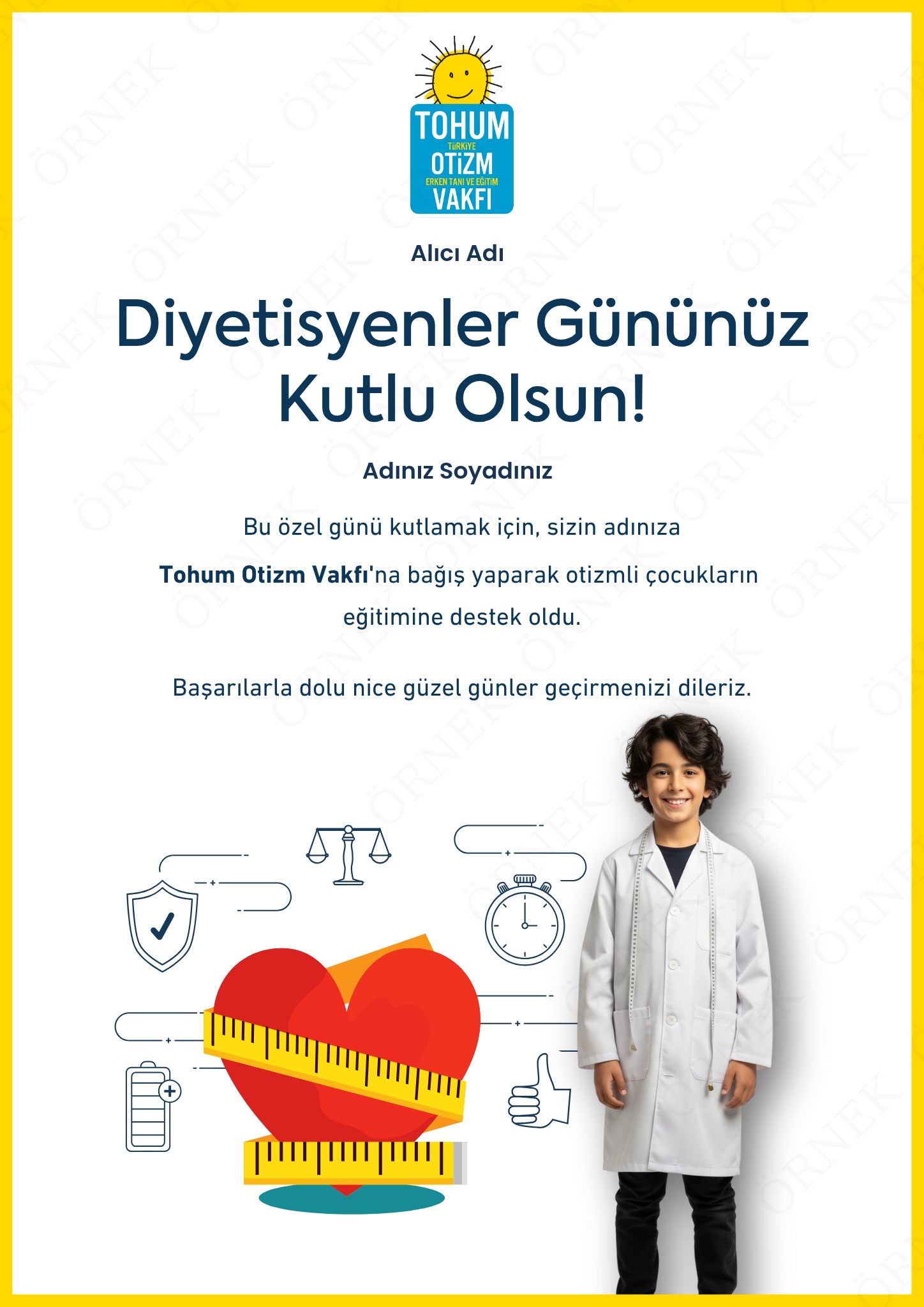 Diyetisyenler Günü Kutlama Sertifikası I 01