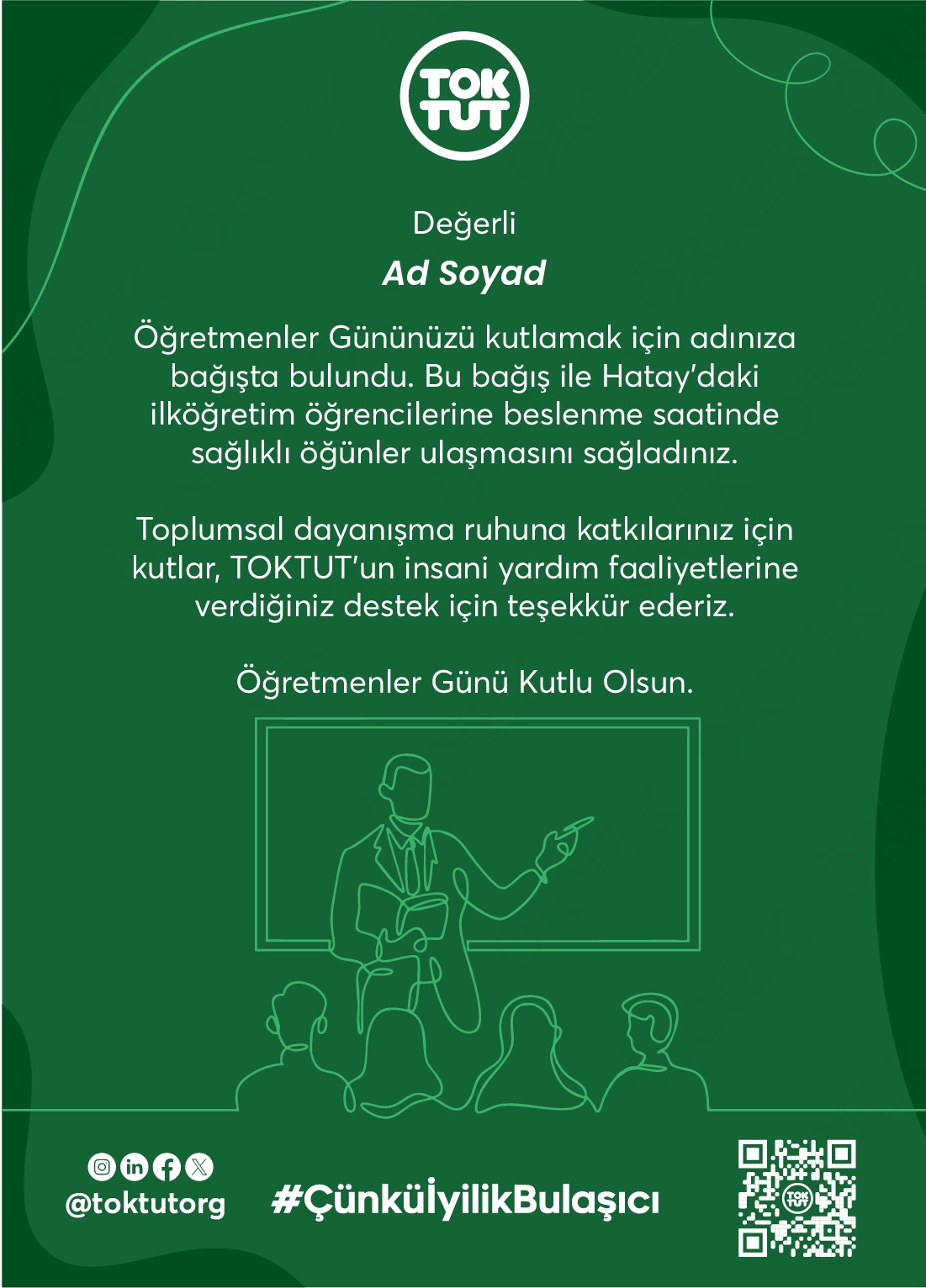 Öğretmenler Günü Tebrik Kartı