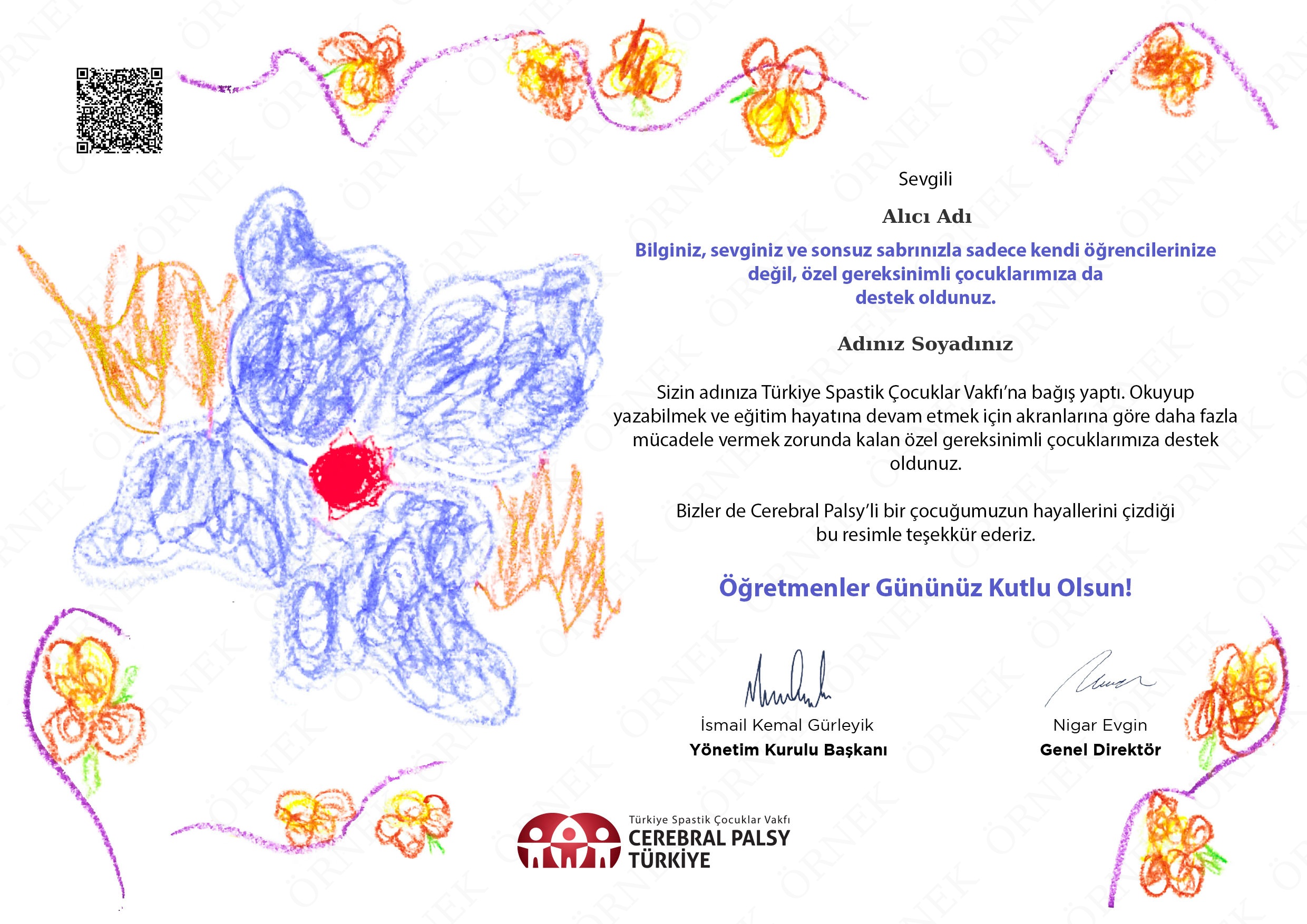 Öğretmenler Günü Sertifikası - Çiçek