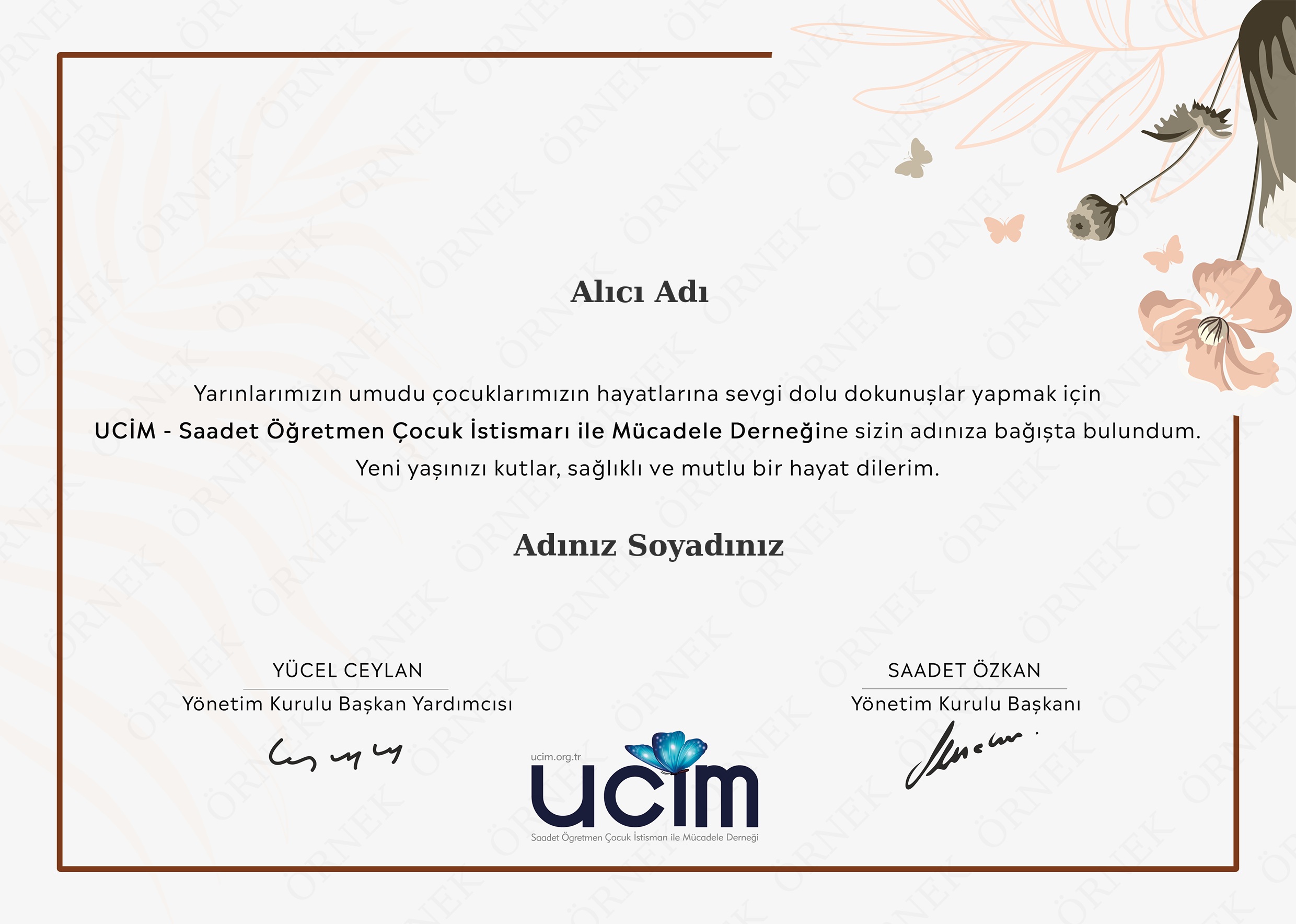 ÇİÇEKLİ DOĞUM GÜNÜ SERTİFİKASI (TEKİL)