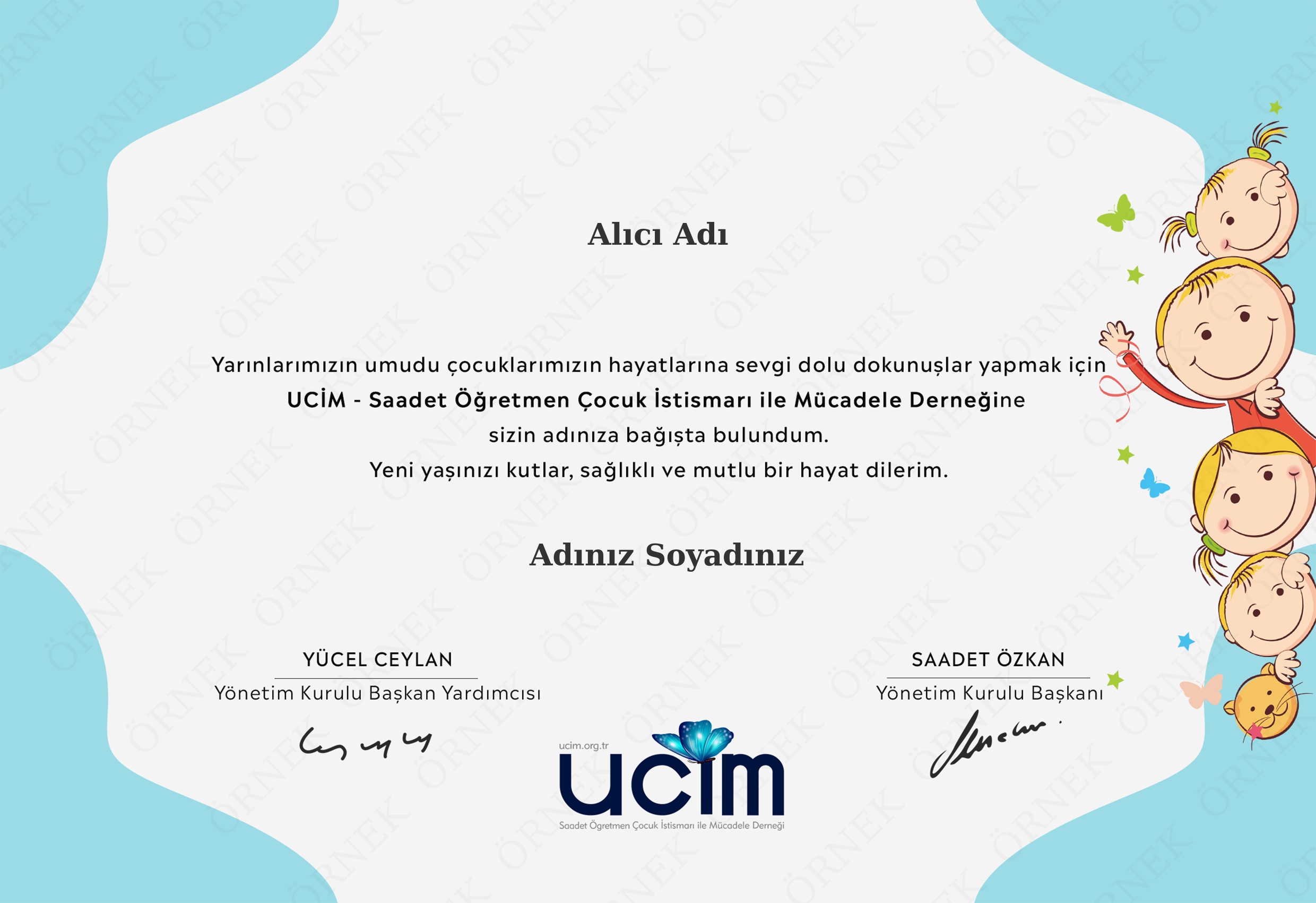 ÇOCUKLU DOĞUM GÜNÜ SERTİFİKASI (TEKİL)