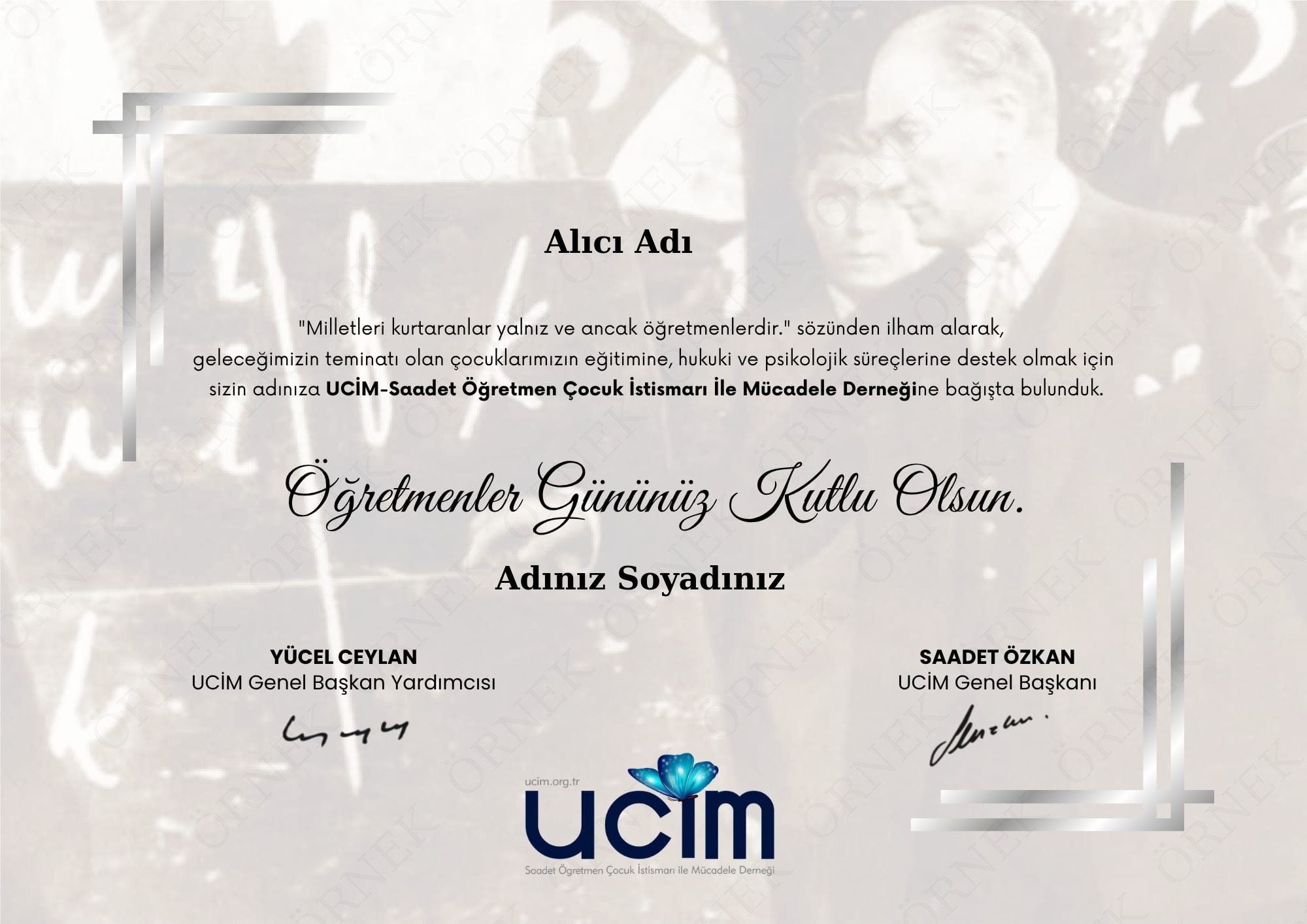 24 KASIM ÖĞRETMENLER GÜNÜ SERTİFİKASI (TEMA 3-TEKİL)