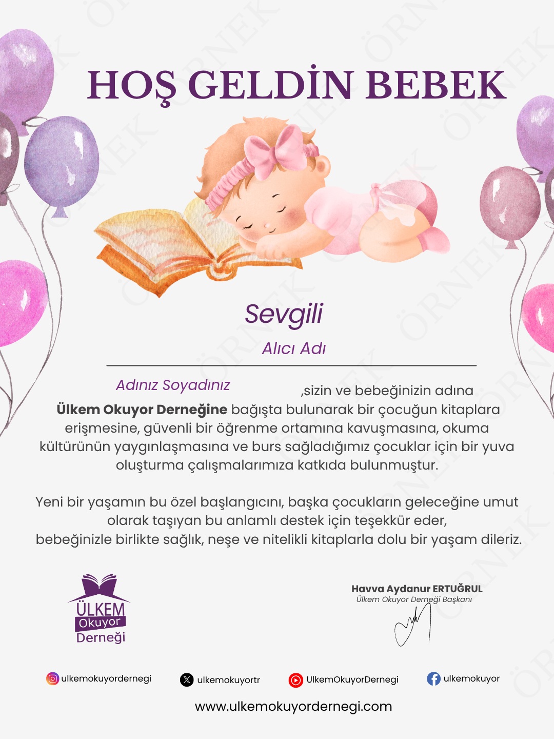 Kız Bebek Tebrik Kartı
