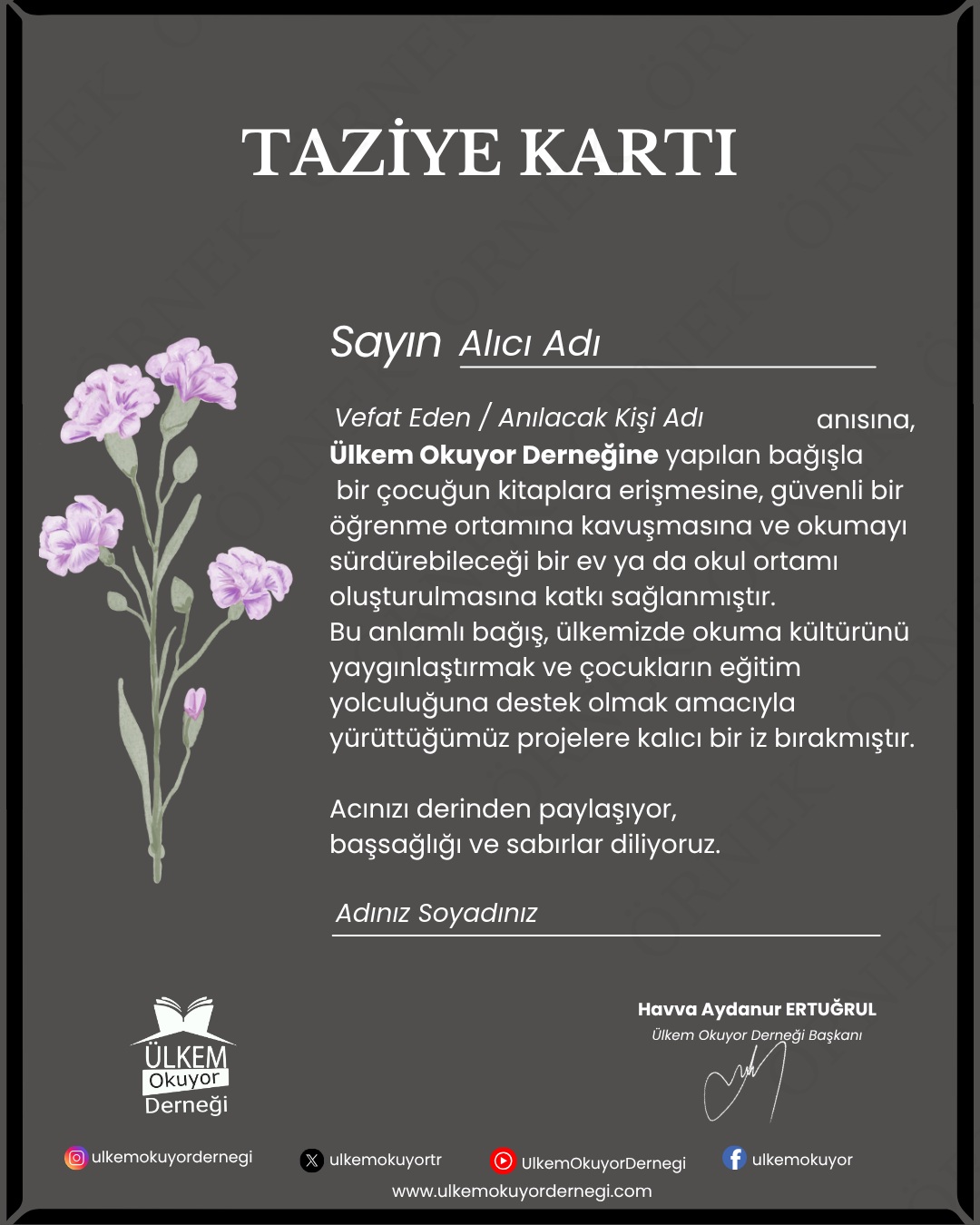 Taziye / Anma Kartı