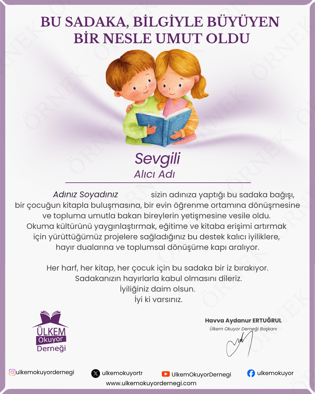 Sevdikleriniz İçin Sadaka Bağışı