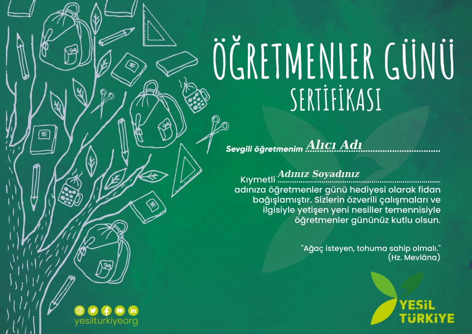 Öğretmenler Günü Sertifikası